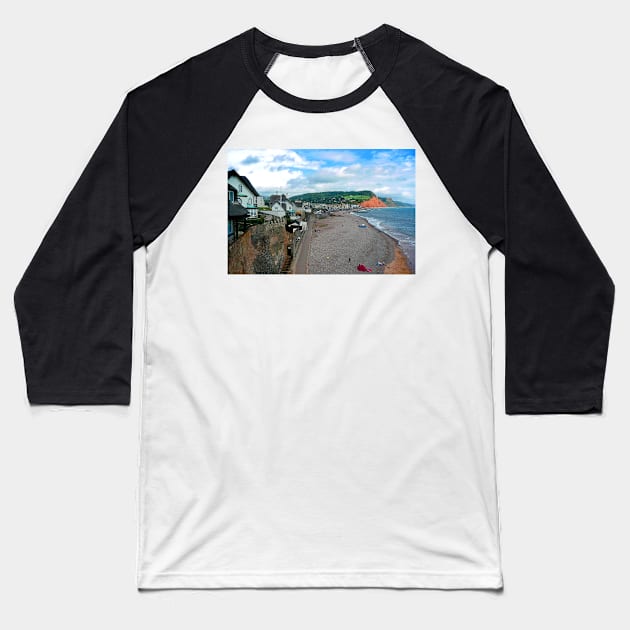 Sidmouth Beach Jurassic Coast Devon England Baseball T-Shirt by AndyEvansPhotos